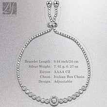 Load image into Gallery viewer, NINASUN Valentines Bracelet Gifts for Her 925 Sterling Silver Adjustable Chain Bangle Sparkling Cubic Zirconia Fine Fashion Jewelry Birthday Gifts Present Her Ladies Girls Girlfriend Wife Mother
