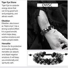 Load image into Gallery viewer, Handmade Triple Protection Bracelet for Men, Crystals Bracelet Contains Hematite Crystal, Black Obsidian and Blue Tiger Eye Bracelet, Healing Bracelets for Women Bring Happiness, Good Luck, Blue

