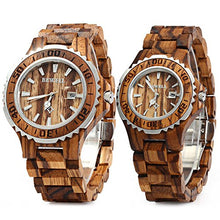 Load image into Gallery viewer, Bewell ZS-100B Couple Wooden Quartz Watch Men and Women 30M Water Resistance Date Display Fashion Watches (FBA)
