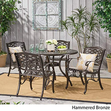 Load image into Gallery viewer, Christopher Knight Home Hallandale Outdoor Cast Aluminum Dining Set for Patio or Deck, 5-Pcs Set, Black
