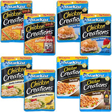Load image into Gallery viewer, Starkist Chicken Creations 8 Packet Variety Pack - 2 Packets of Each Flavor Including - Teriyaki, Buffalo Style, Zesty Lemon Pepper, and Chicken Salad - Great Alone or Added to a Snack or Recipe!

