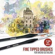 Load image into Gallery viewer, DUGATO Fine Detail Paint Brush Set, 8pcs Tiny Professional Micro Miniature Painting Brushes Kit with Ergonomic Handle for Acrylic, Oil, Watercolor, Art, Scale Model, Face, Paint by Numbers (VIII)
