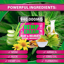 Load image into Gallery viewer, Premium Hemp Cream - Effective Discomfort Recovery for Joints, Neck, Back, Fingers, Elbows - Made in USA - Natural Hemp Oil Extract Gel with Arnica, MSM, Aloe Vera, Emu Oil, Turmeric, 4 oz
