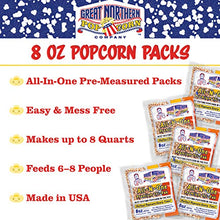 Load image into Gallery viewer, GREAT NORTHERN POPCORN COMPANY - 8 oz Popcorn Packs – Pre-Measured, Movie Theater Style, All-in-One Kernel, Salt, Oil Packets for Popcorn Machines (Pack of 24)
