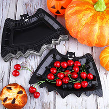 Load image into Gallery viewer, Elcoho 50 Pieces Halloween Bat Paper Plates Disposable Plates Dinnerware Plates Halloween Paper Tableware for Halloween Party
