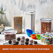 Load image into Gallery viewer, 24 Pack Airtight Food Storage Container Set - BPA Free Clear Plastic Kitchen and Pantry Organization Canisters with Durable Lids for Cereal, Dry Food Flour &amp; Sugar - Labels, Marker &amp; Spoon Set
