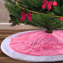 Load image into Gallery viewer, yuboo Pink Christmas Tree Skirt,36" Luxury Faux Fur with Embroidered Snowflakes for Xmas Party and Mother's Day Holiday Decorations,Washable
