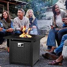 Load image into Gallery viewer, HEMBOR 28" Propane Gas Fire Pit Table, 50,000 BTU Square Fire Bowl, Outdoor Auto-Ignition Fireplace with Waterproof Cover, Lava Rock, CSA Certification, for Garden, Patio, Courtyard, Balcony
