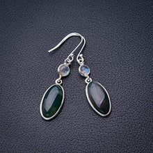 Load image into Gallery viewer, StarGems Natural Moss Agate And Moonstone Handmade 925 Sterling Silver Earrings 2" D6881
