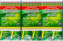 Load image into Gallery viewer, Ticonderoga Sharpened Pencils #2 HB Premium Wood Latex-Free Eraser (3 Pack) - 216 Total Pencils
