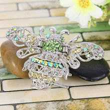 Load image into Gallery viewer, EVER FAITH Silver-Tone Austrian Crystal Honey Bee Insect Hair Claw Clip Green
