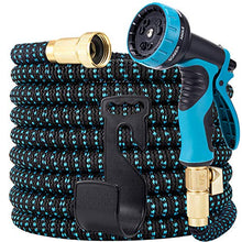 Load image into Gallery viewer, LOOHUU Garden Hose Expandable Kit 50 Feet,Water Hose with Superior Strength 3750D/10 Function Spray Nozzle/Resistant 3-Layers Latex, Solid Brass Fittings
