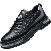 Load image into Gallery viewer, Men's Crocodile Pattern Waterproof Cowhide Shoes,Height Lifting Non-Slip Casual Softsole Oxford Fashion Leather Lace-Up Sneaker (Black,11.5,Men)
