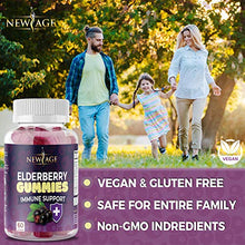 Load image into Gallery viewer, (2-Pack) Premium Elderberry Gummies by New Age for Adults Kids with Vitamin C, Zinc, Propolis - Sambucus Black Elderberry Gummy Extract - Gluten Free &amp; Vegetarian - 120 Gummies
