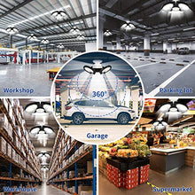 Load image into Gallery viewer, LED Garage Lights, 60W Deformable LED Garage Ceiling Lights 9000 LM CRI 80 Led Shop Lights for Garage, Garage Lights with 3 Adjustable Panels,Utility Led Garage Lighting，LED Light Bulbs for barn etc.
