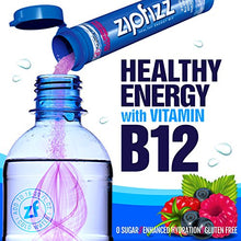 Load image into Gallery viewer, Zipfizz Healthy Energy Drink Mix, Hydration with B12 &amp; Multi Vitamins, Blue, Blueberry Raspberry, 0.38 Oz, Pack of 20
