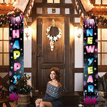 Load image into Gallery viewer, Pack of 2, Neon Happy New Year Banner - 72x12 Inch, New Year Door Sign | New Years Eve Party Supplies 2023 | Happy New Year Backdrop | New Year Door Banner 2023 for Happy New Year Decorations 2023
