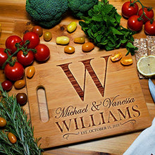 Load image into Gallery viewer, Personalized Cutting Board - 9 Designs |6" x 9"| Bamboo Cutting Board - Wedding Gifts for the Couple, Housewarming Gifts, Anniversary Gift, Grandma Gifts, Engraved Kitchen Sign &amp; Decor - Handle
