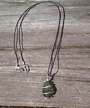 Load image into Gallery viewer, MOLDAVITE NECKLACE Hand Wrapped In 925 Sterling Silver on an 19" inch Natural Silk Chain! Genuine Czech Moldavite, Synergy 12 Crystal, RARE AUTHENTIC Moldavite Pendant Tektite Necklace
