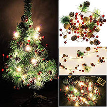Load image into Gallery viewer, PHILIPOUS Christmas Lights, Garland with Lights Fairy Lights Pine Cone Berries Indoor and Outdoor Christmas Tree Lights Winter Holiday New Year Decor, Battery Powered. (2M 20 Lights)  (Pine Cone)
