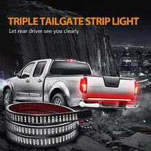 Load image into Gallery viewer, SS VISION Tri-row Tailgate Lights Bar- 60 Inch with Bright 504Pcs Led Chip, Full Function of Brake, Turn Signal, Running, Strobe, Reverse Light Easy Install for Cars Trucks Tailers RV VAN
