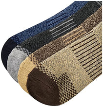 Load image into Gallery viewer, Columbia Men's 4 Pack Mid-Calf Moisture Control Ribbed Crew Socks, Black/Brown/Blue/Khaki, 6-12
