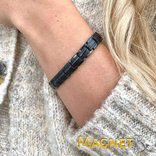 Load image into Gallery viewer, MagnetRX® Women's Ultra Strength Magnetic Therapy Bracelet - Arthritis Pain Relief &amp; Carpal Tunnel Titanium Magnetic Bracelets for Women - Adjustable Length with Sizing Tool (Black)
