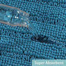 Load image into Gallery viewer, Turquoize Non-Slip Bath Mat Oversize Bathroom Rug Shag Shower Mat Ultra Soft &amp; Water Absorbent Bath Rug for Bathroom/Kitchen Washable Rug, Perfect for Doormats, Tub, Size 59" X 20", Turquoise Blue
