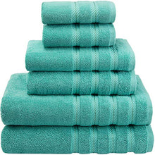 Load image into Gallery viewer, American Soft Linen 6-Piece 100% Turkish Genuine Cotton Premium &amp; Luxury Towel Set for Bathroom &amp; Kitchen, 2 Bath Towels, 2 Hand Towels &amp; 2 Washcloths [Worth $72.95] - Turquoise Blue
