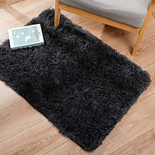 Load image into Gallery viewer, Ophanie Small Area Rug, 2 x 3 Feet Throw Rug, Fluffy Shag Fuzzy Soft Black Rugs for Bedroom, Plush Shaggy Bedside Indoor Floor Room Carpet for Kids Baby Teen Dorm Home Decor Aesthetic, Nursery
