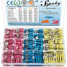 Load image into Gallery viewer, 580 PCS Heat Shrink Wire Connectors, Sopoby Electrical Terminals Kit Marine Automotive Crimp Connector Assortment, Ring Fork Spade Butt Splices
