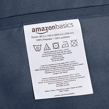 Load image into Gallery viewer, AmazonBasics Deluxe Microfiber Striped Sheet Set, Navy Blue, Queen
