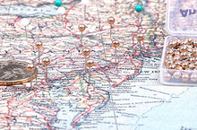 Load image into Gallery viewer, AnMiao Star 1/8 Inch Map Tacks, Push Pins, Plastic Round Head, Steel Point,100-Count,Gold Colors
