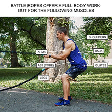 Load image into Gallery viewer, LIFEPRODX Battle Rope with Anchor kit - Weight and Gym Exercise Equipment for Home or Outdoor Fitness Workout (1.5" X30') Muscle Building - Cardio Workout - Arm Strength Training and Conditioning
