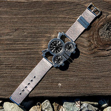 Load image into Gallery viewer, Oct17 Men's Military Quartz Analog Wrist Watch Stainless-Steel Metal Mesh Clock Strap Durable Sub Dials Multi Time Zone Chronograph for Man Oversize Gunmetal
