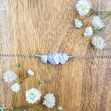 Load image into Gallery viewer, Blue Lace Agate Bead Bar Bracelet in 925 Sterling Silver - Genuine Gemstone
