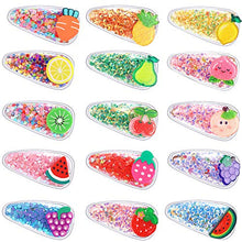 Load image into Gallery viewer, 15 Pieces Snap Hair Clips for Girls Sparkle Fruit Transparent Hair Clips Quicksand Bling Sequin Hairpins Sweet Barrette Styling Accessories Gift for Children Girls
