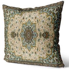 Load image into Gallery viewer, FASLMH Sofa Decoration Pillowcases 2 Pack Persian Round Mandala Middle Eastern Traditional Turquoise Milky Square Cushion Case Throw Pillow Covers 22x22 Inch Double Sides Print
