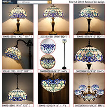 Load image into Gallery viewer, Tiffany Style Torchieres Floor Lamp Table Desk Standing Lighting White Blue Baroque Wide 12 Tall 66 Inch Stained Glass Lampshade for Living Room Bedroom Antique S003B WERFACTORY
