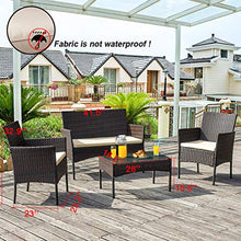 Load image into Gallery viewer, FDW Patio Furniture Set 4 Pieces Outdoor Rattan Chair Wicker Sofa Garden Conversation Bistro Sets for Yard (Brown)

