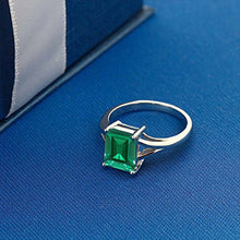 Load image into Gallery viewer, Gem Stone King 925 Sterling Silver Emerald Cut Green Simulated Emerald Women's Ring 2.30 Cttw (Size 7)
