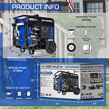 Load image into Gallery viewer, DuroMax XP15000EH Dual Fuel Portable Generator-15000 Watt Gas or Propane Powered Electric Start-Home Back Up &amp; RV Ready, 50 State Approved, Blue and Black
