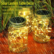 Load image into Gallery viewer, Cooo 8 Pack Outdoor Solar Lantern 30LED Mason Jar Lights Solar Powered,Waterproof Hanging Outdoor Patio Porch Garden Yard Backyard Balcony Lawn Pool Decor （Hangers &amp; Handmade Jars included）-Warm White
