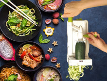 Load image into Gallery viewer, Brieftons 5-Blade Spiralizer (BR-5B-02): Strongest-and-Heaviest Duty Vegetable Spiral Slicer, Best Veggie Pasta Spaghetti Maker for Low Carb/Paleo/Gluten-Free, With Extra Blade Caddy &amp; 4 Recipe Ebooks
