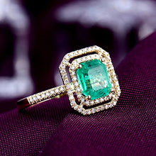 Load image into Gallery viewer, Beyond jewelry Natural Diamond Emerald Engagement 14kt Yellow Gold Women's Wedding Ring
