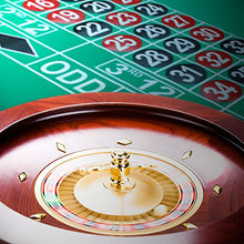 Load image into Gallery viewer, Brybelly Deluxe Wooden Roulette Wheel Set,18" Red/Brown Mahogany with Double-Zero Layout, Casino Grade Precision Bearings, Aircraft Aluminum Dish,Chrome-Plated Brass Turret Casino Game Night Essential (GROU-002)

