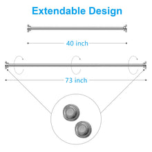 Load image into Gallery viewer, TEECK Shower Curtain Rod, 40-73 inch Adjustable Tension Spring, Premium Stainless Steel, Anti-Slip, No Drilling, No Rust, Never Collapse, for Bathroom, Easy to use
