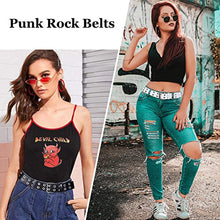 Load image into Gallery viewer, Double Grommet Belt for Women Men - WHIPPY PU Leather Vintage Punk Rock Jeans Belts Double Prong Buckle Eyelet Belt (White, S)
