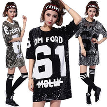 Load image into Gallery viewer, Antique Style Womens Fashion Sparkle Glitter Sequins Paillette Hip Hop Shirt Tank Top Loose Dancing Tees Black
