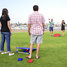 Load image into Gallery viewer, GoSports Portable PVC Framed Cornhole Toss Game Set with 8 Bean Bags and Travel Carrying Case - Choose American Flag Design, Red &amp; Blue or Football
